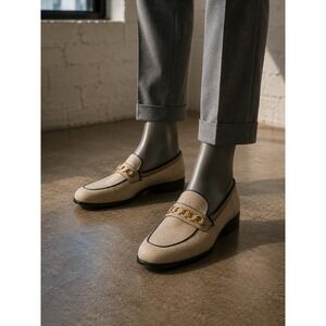 Marni Mens Knit Trompe L'oeil Chain Loafers Cream Black Made in Italy Size 43